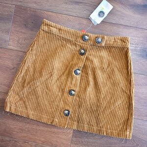 Corduroy Mini Skirt Size S Brown Button Front Unlined Cotton Chelsea & Violet